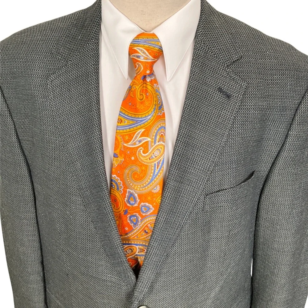 Tallia Blazer Mens 46R Gray Micro Texture Sterling Evening Italian Silk Wool NWT